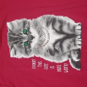 Faded Glory girls kitten shirt with glitter and bling size L/G 10-12
